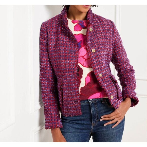 Talbots Women’s Size 18 Tweed Jacket Blazer Pink Purple - Picture 2 of 10